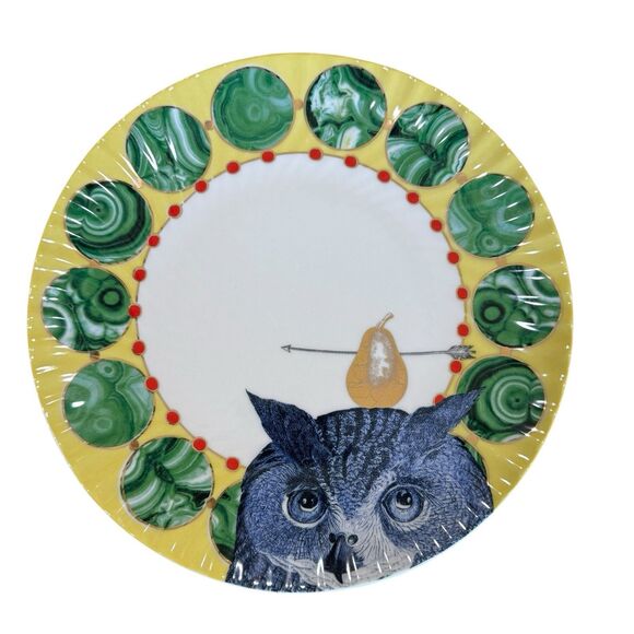 Anthropologie Plate Quillen Dessert Traits Of Owl Pear Arrow Stoneware 8.25" EUC - Picture 1 of 11